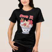 T-shirt En Tri-matière Posséder de la crème glacée avec Kawaii Chat & Fra (Recto)