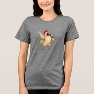 T-SHIRT EN TRI-MATIÈRE POULE KARAOKE
