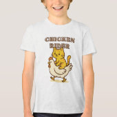 T-shirt En Tri-matière Poulet - Drôle Chat Riding Poulet Dessin (Recto)
