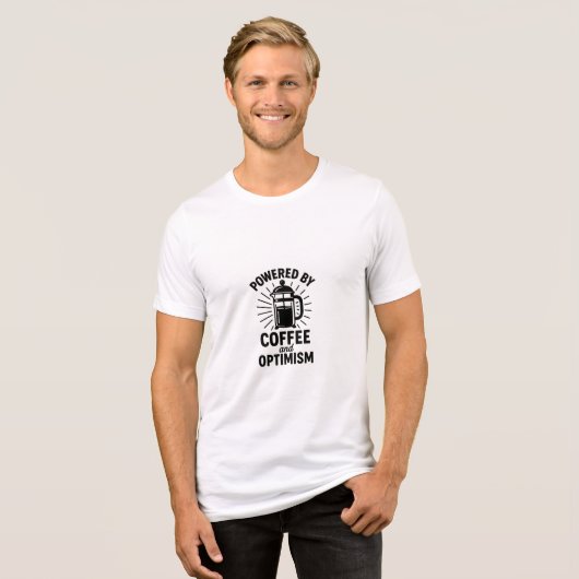 T-shirt En Tri-matière Powered by Coffee and Optimism Illustration (Recto plein)