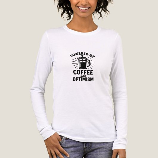 T-shirt En Tri-matière Powered by Coffee and Optimism Illustration (Recto)