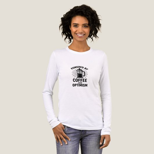 T-shirt En Tri-matière Powered by Coffee and Optimism Illustration (Recto complet)
