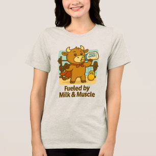 T-shirt En Tri-matière Powered by Milk & Muscles - Drôle dessin animé de