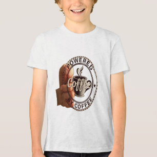 T-shirt En Tri-matière Premium Jeunesse "Alimenté par le Café" Tri-mélang