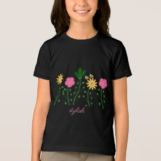 T-shirt En Tri-matière Printemps et été Filles de la Personnaliser Floral