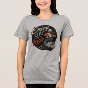 T-shirt En Tri-matière Profitez de la vie et roulez en Vespa vintage