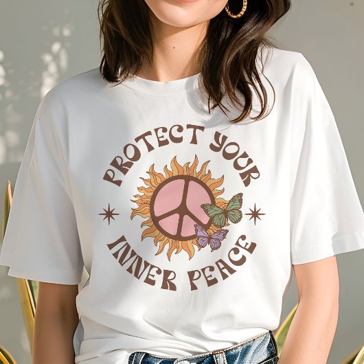 T-shirt En Tri-matière Protégez votre intérieur Retro Peace Boho Sun
