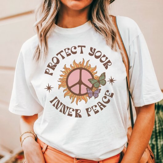 T-shirt En Tri-matière Protégez votre intérieur Retro Peace Boho Sun