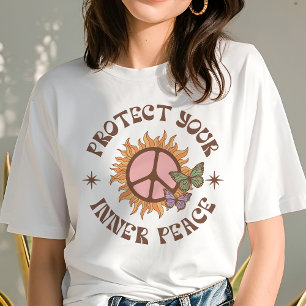 T-shirt En Tri-matière Protégez Votre Paix Intérieure Retro Boho Soleil