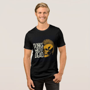 T-shirt En Tri-matière Punks pas mort Rétro crâne Tri-Blend Tee