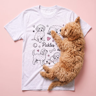 T-shirt En Tri-matière Pupaloo Mignon Colage de Croquis d'Animaux de Comp