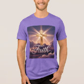 T-shirt En Tri-matière Purple Clouds Gold Cross Faith (Recto)