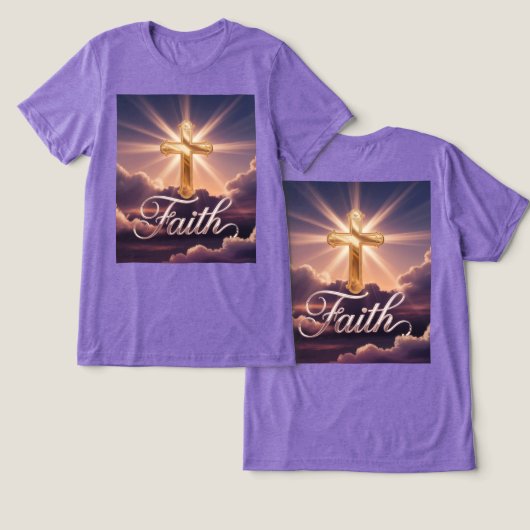 T-shirt En Tri-matière Purple Clouds Gold Cross Faith (Design Recto & Verso)