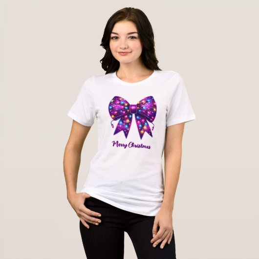 T-shirt En Tri-matière Purple Coquette Noël Lumières Bow (Recto plein)