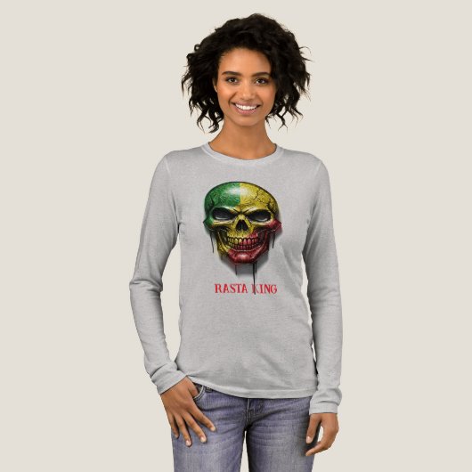 T-SHIRT EN TRI-MATIÈRE RASTA KING SKULL (Recto complet)