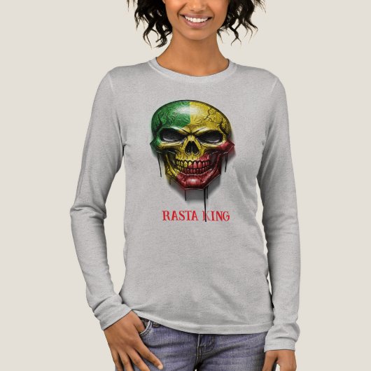 T-SHIRT EN TRI-MATIÈRE RASTA KING SKULL (Recto)
