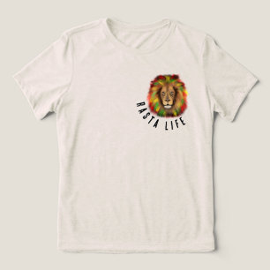 T-shirt En Tri-matière rasta vie lion tête rouge vert jaune Jamaïque vrai