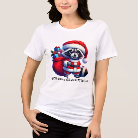T-shirt En Tri-matière Raton laveur festif dans un costume Père Noël qui  (Recto)