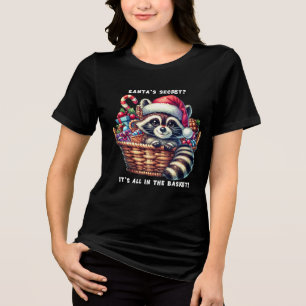 T-shirt En Tri-matière Raton laveur festif dans un panier avec cadeaux de