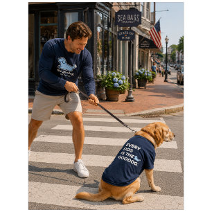 T-shirt En Tri-matière Rayure Bleue Seersucker Silhouette de Chien Chic N