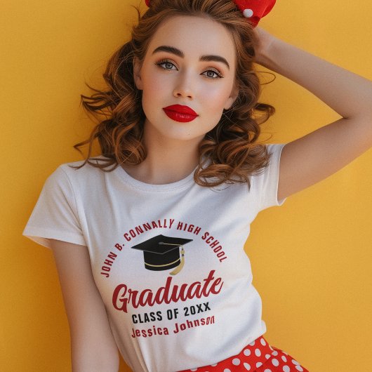 T-shirt En Tri-matière Red Graduate Custom 2025 Graduation Femmes