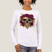 T-shirt En Tri-matière Red Rose Skull | Gothic Halloween Tee (Recto)
