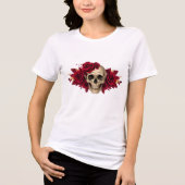 T-shirt En Tri-matière Red Rose Skull | Gothic Halloween Tee (Recto)