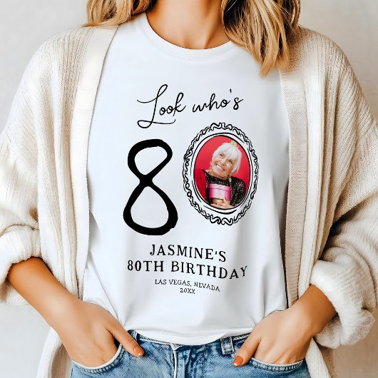 T-shirt En Tri-matière Regardez qui est 80e photo anniversaire