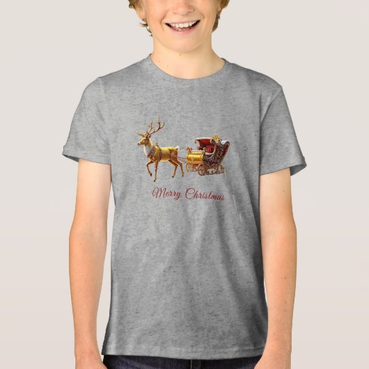 T-shirt En Tri-matière Reindeer Christmas Sleigh Holiday (Recto)
