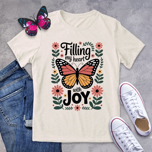 T-shirt En Tri-matière Remplissez mon coeur avec la chemise papillon Joy