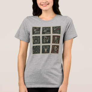 T-shirt En Tri-matière Renne squelettique gothique et timbre de couronne