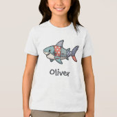 T-shirt En Tri-matière Requin Patchwork Enjoué (Recto)