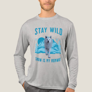 T-shirt En Tri-matière Reste Sauvage Loup Blanc Piste de Neige