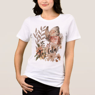 T-shirt En Tri-matière Restez calme Fleur de papillon rustique nature