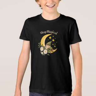 T-shirt En Tri-matière Restez Magique Gnome sur Croissant de Lune Fanta