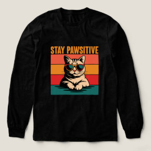T-shirt En Tri-matière Restez Pawsitif Création Rétro de Chat