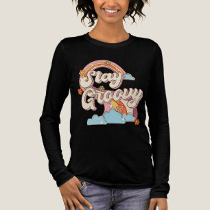 T-shirt En Tri-matière Restez Super Retro Fleurs Arc-en-ciel Typographie