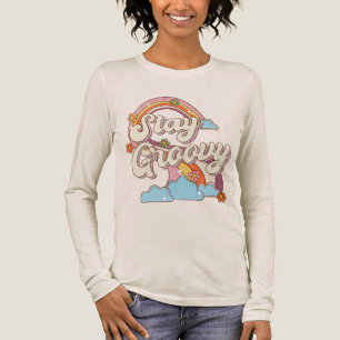 T-shirt En Tri-matière Restez Super Retro Fleurs Arc-en-ciel Typographie