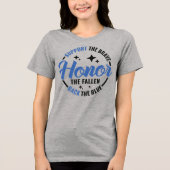 T-shirt En Tri-matière Retourner la chemise bleu à trois mélanges (Recto)