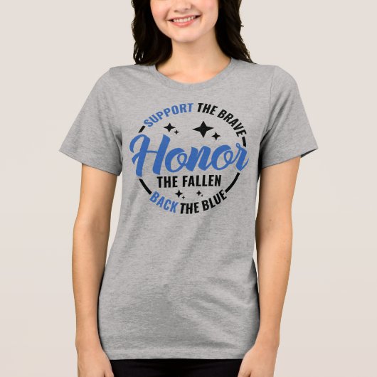 T-shirt En Tri-matière Retourner la chemise bleu à trois mélanges (Recto)