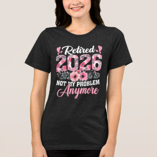T-shirt En Tri-matière Retraitée 2026 Cadeau de retraite floral pour femm