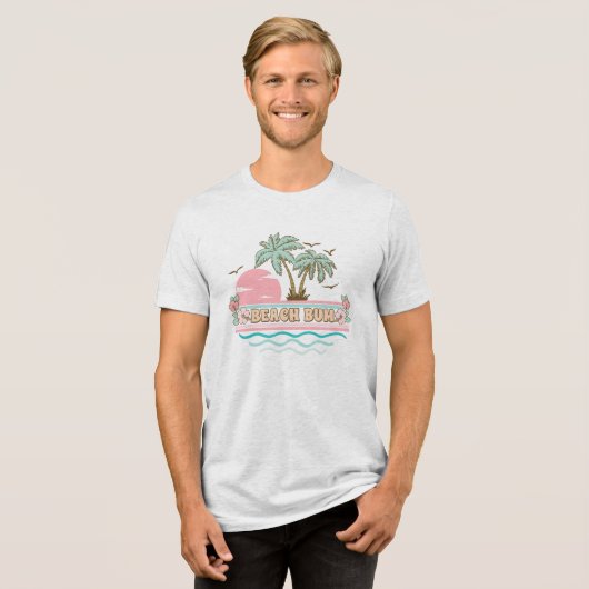 T-shirt En Tri-matière Retro Beach Bum Thème Tropical Palmiers (Recto plein)