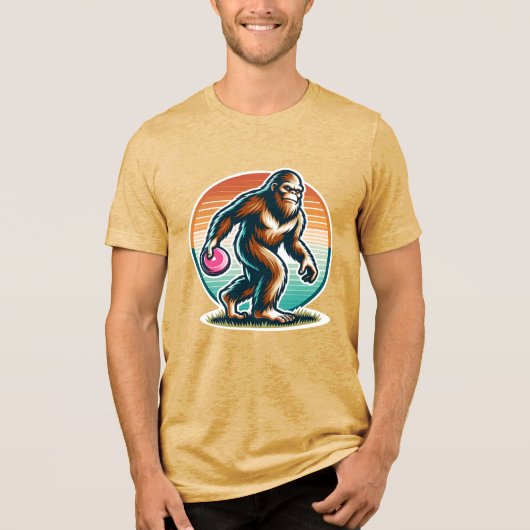 T-shirt En Tri-matière Rétro Bigfoot Sasquatch Disk Golf (Recto)