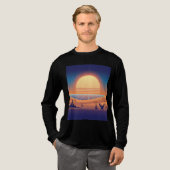 T-shirt En Tri-matière Retro Desert Sunset - Synthwave Fox Horizon (Recto complet)