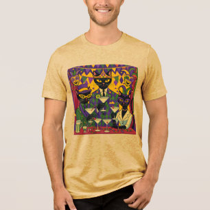 T-shirt En Tri-matière Retro Futuriste Mardi Gras Black Cat Martini Club