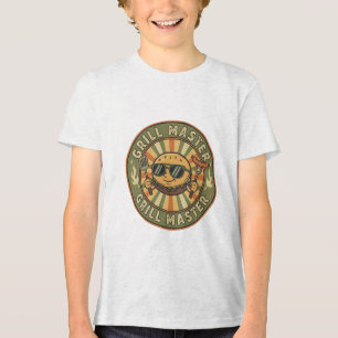 T-shirt En Tri-matière Retro Grill Master Burger Caractère BBQ King Vinta