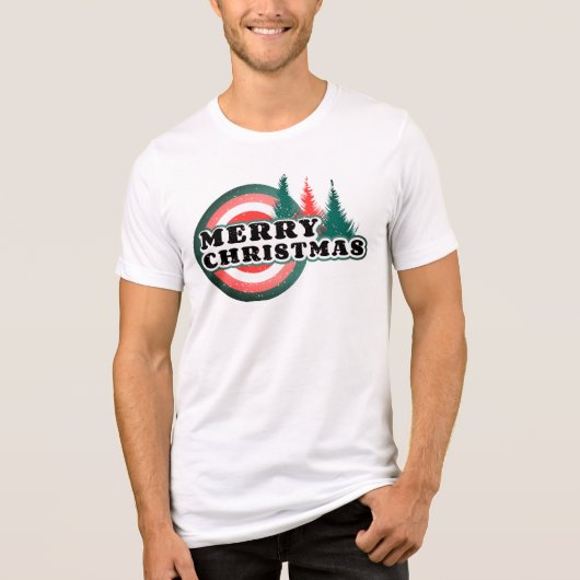T-shirt En Tri-matière Retro Joyeux Arbres de Noël Vacances d'hiver (Recto)