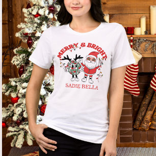 T-shirt En Tri-matière Retro Joyeux et Lumineux Noël