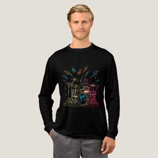 T-shirt En Tri-matière Retro Neon Drummer (Recto complet)
