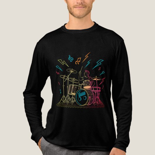 T-shirt En Tri-matière Retro Neon Drummer (Recto)
